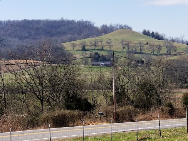 view of mountain feature with a rural view