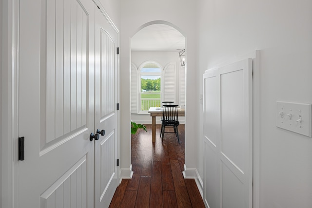 hall featuring dark hardwood / wood-style flooring