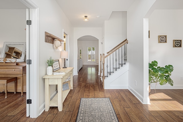 foyer entrance featuring dark hardwood / wood-style flooring