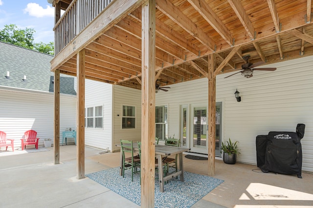 view of patio / terrace featuring ceiling fan