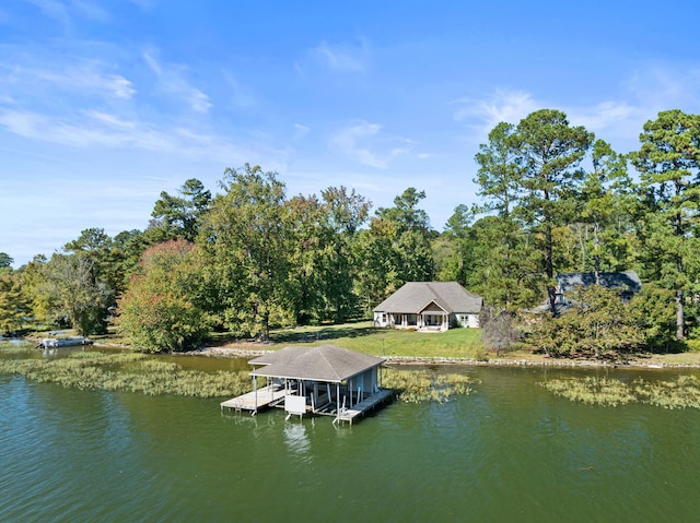 view of dock featuring a water view