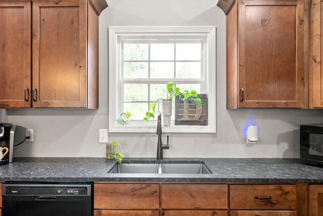 kitchen with sink and black appliances