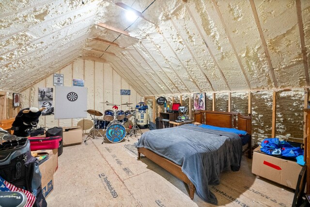 bedroom with vaulted ceiling