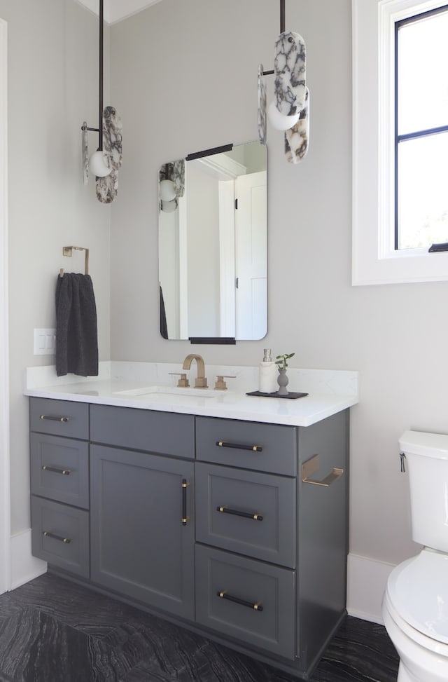 bathroom with toilet and vanity