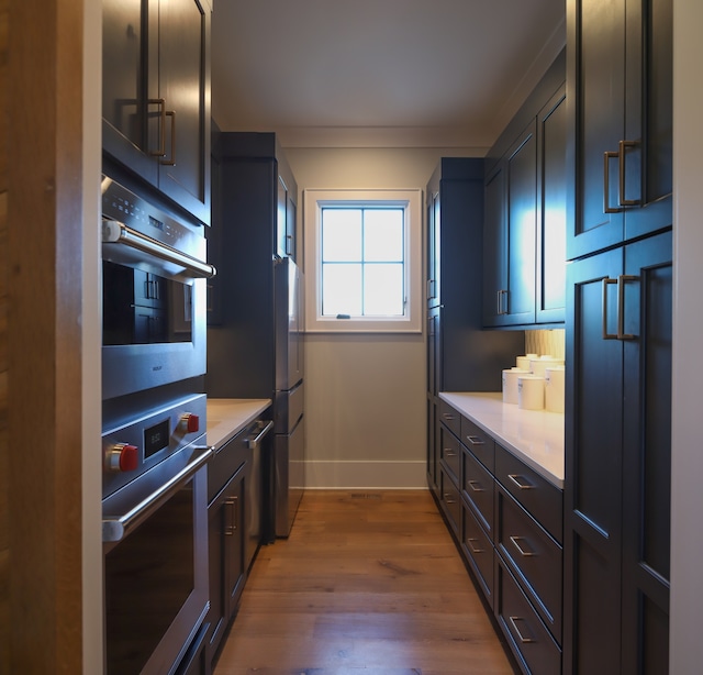 kitchen featuring light hardwood / wood-style flooring and stainless steel appliances