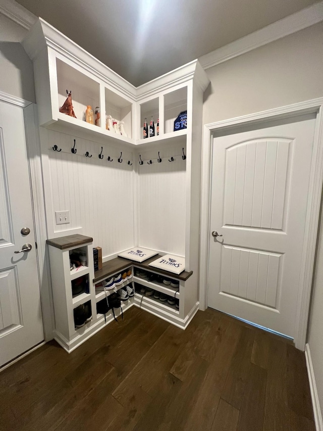 mudroom featuring dark hardwood / wood-style floors