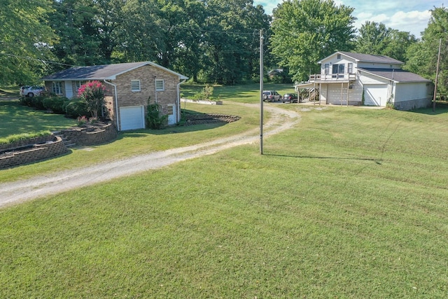 view of yard featuring a wooden deck