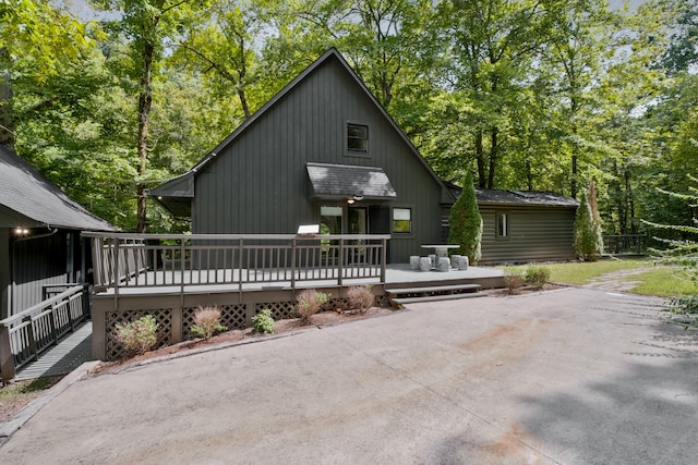 view of front of home with a deck