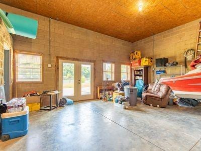 garage featuring french doors