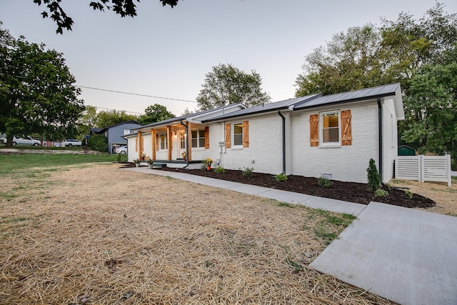 view of single story home