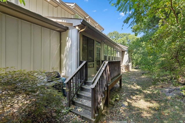 view of side of home with board and batten siding