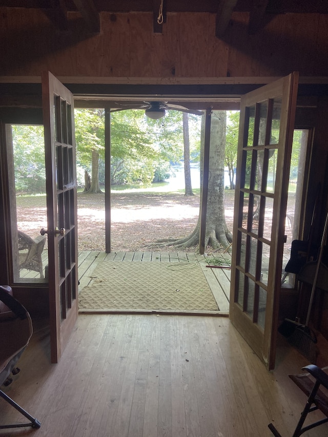 doorway to outside featuring hardwood / wood-style floors