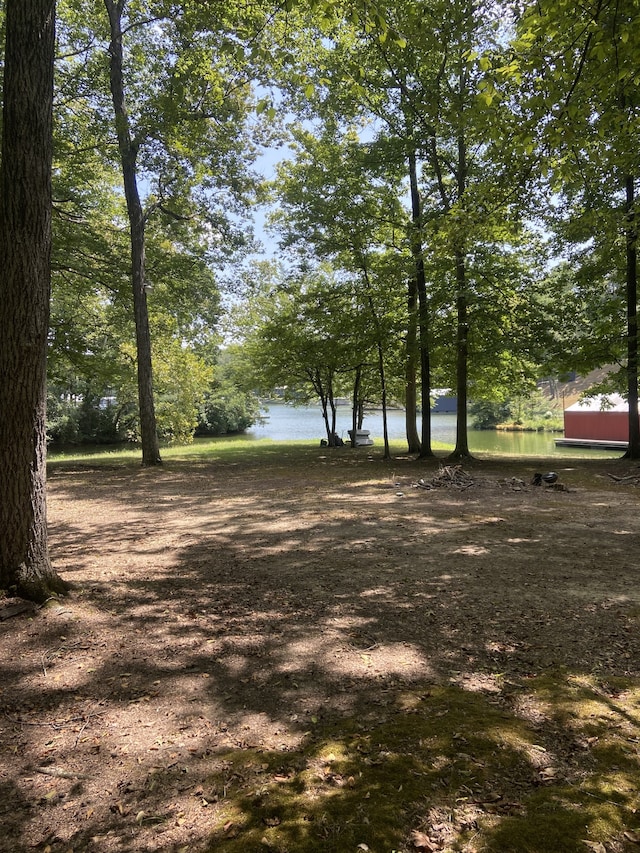 view of yard with a water view