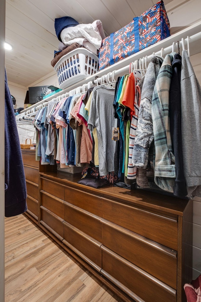 spacious closet with hardwood / wood-style flooring