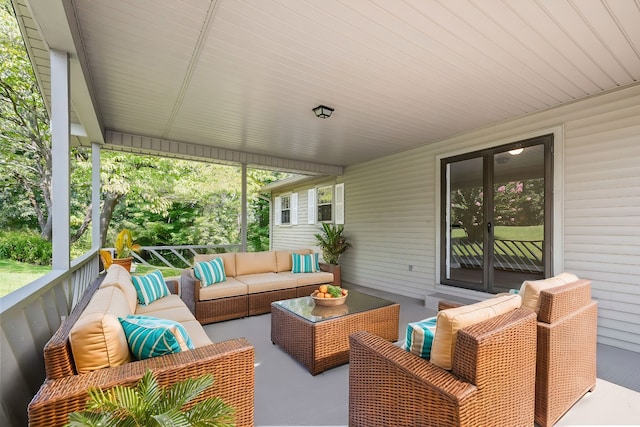 view of patio featuring an outdoor hangout area and french doors