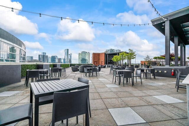 view of patio featuring a bar