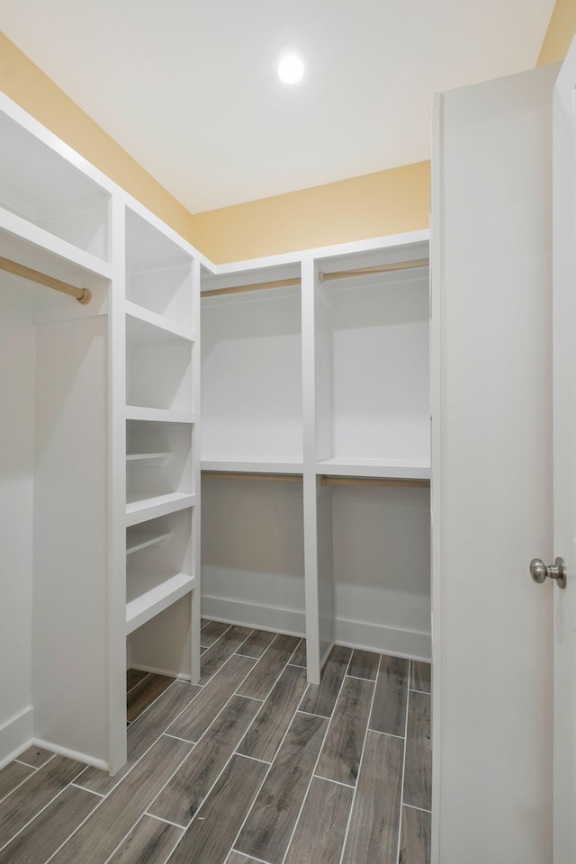 spacious closet with wood tiled floor