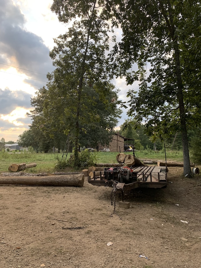 view of yard at dusk