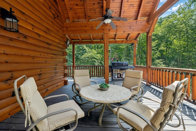 deck with ceiling fan