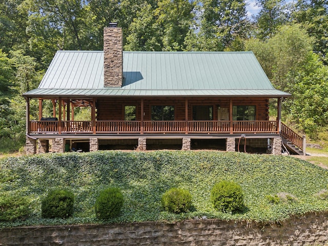 view of log home