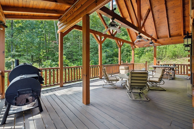 deck featuring ceiling fan