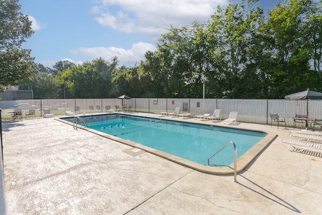 view of swimming pool with a patio