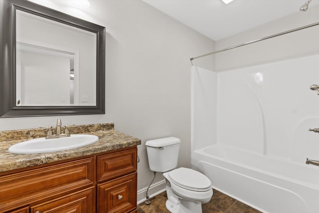 full bathroom featuring shower / bathtub combination, tile patterned flooring, toilet, and vanity