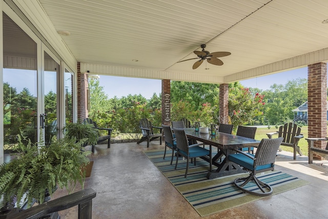 view of patio with ceiling fan