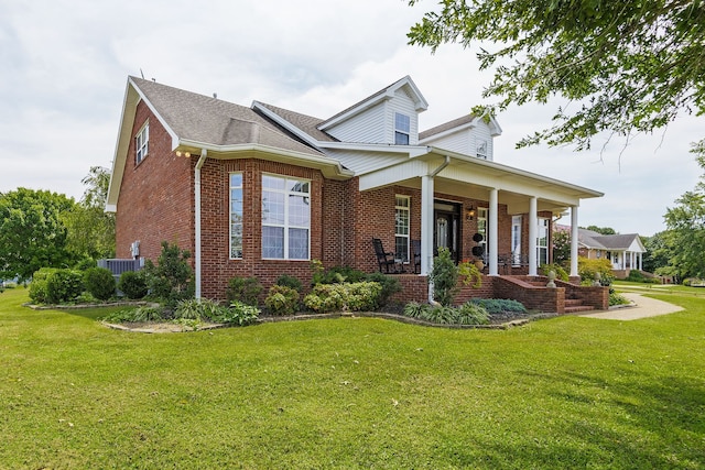 view of front of home featuring a front lawn and a porch