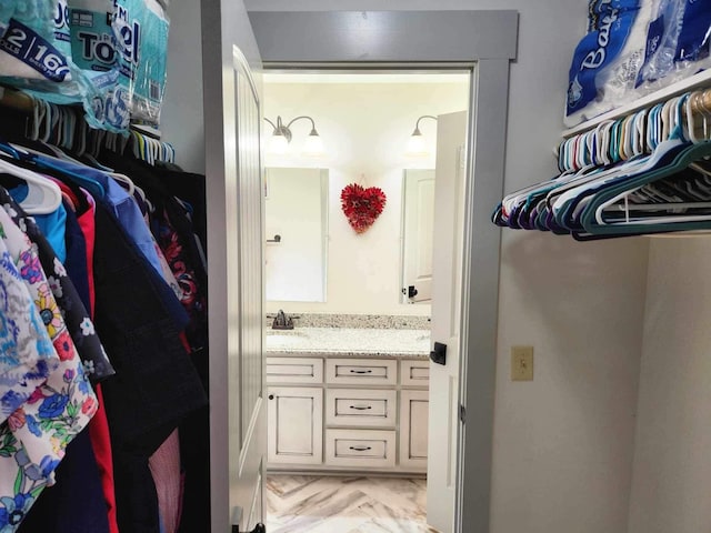 walk in closet featuring a sink