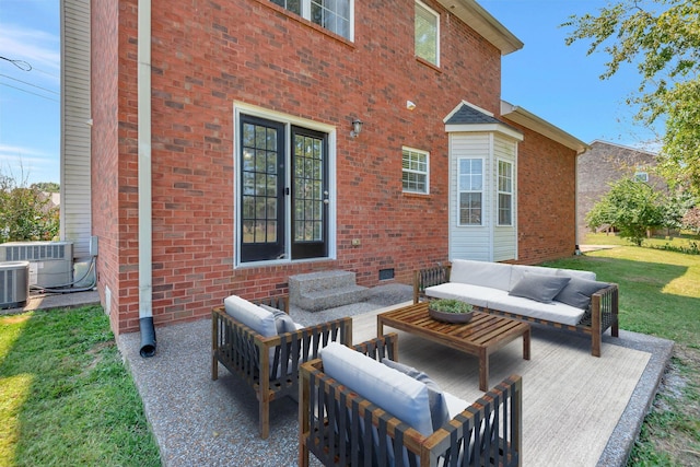 view of patio / terrace featuring an outdoor living space and cooling unit