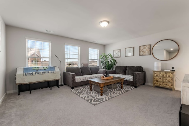 living room with carpet