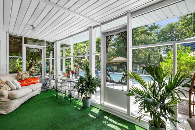 view of unfurnished sunroom