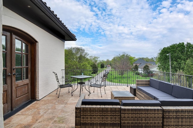 view of patio / terrace featuring french doors and an outdoor hangout area