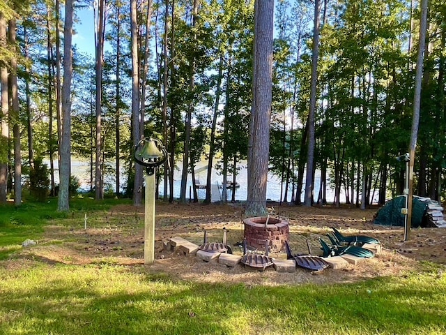 exterior space featuring a fire pit