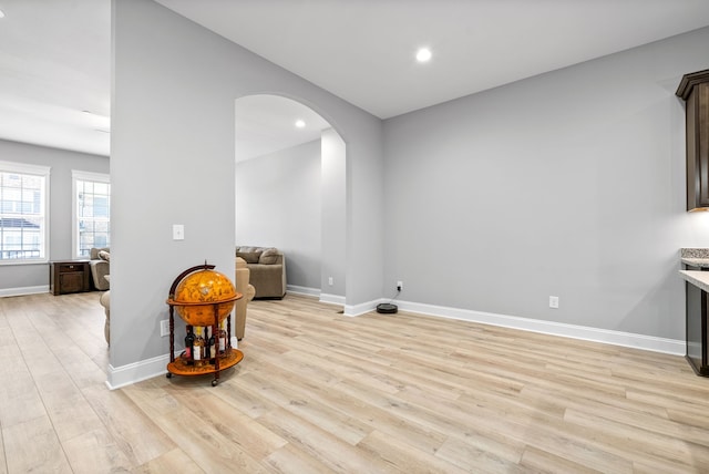 sitting room featuring light hardwood / wood-style flooring