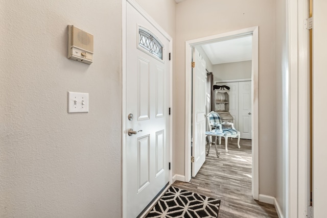 doorway featuring wood-type flooring