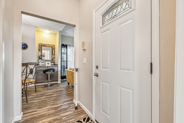 entrance foyer with dark hardwood / wood-style floors