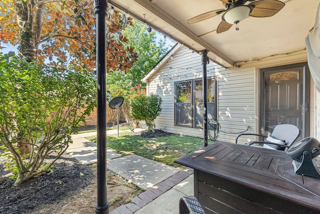 view of patio / terrace with ceiling fan