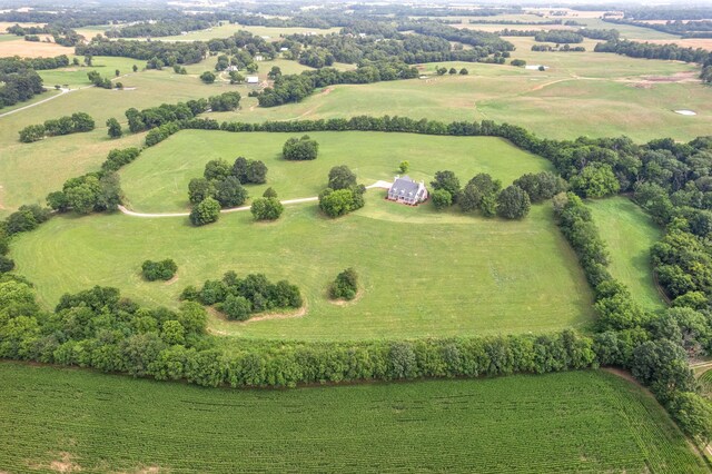 birds eye view of property with a rural view