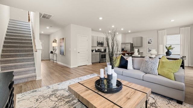 living room featuring light hardwood / wood-style flooring