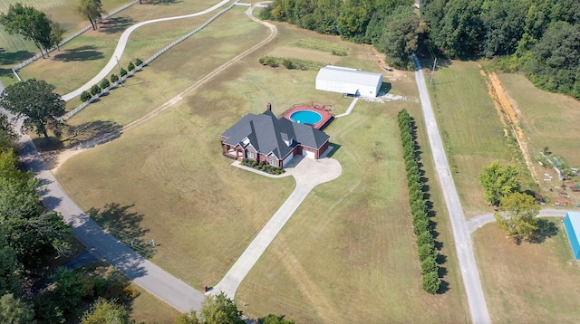 drone / aerial view with a rural view