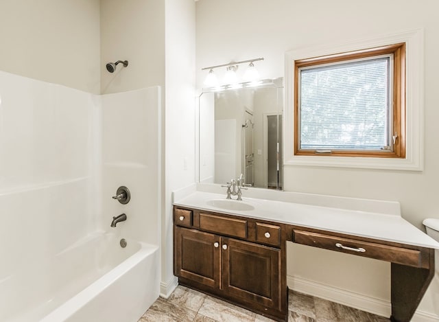 bathroom featuring vanity and shower / bathing tub combination