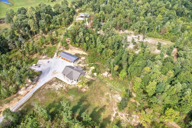 drone / aerial view with a forest view