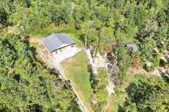 aerial view featuring a forest view