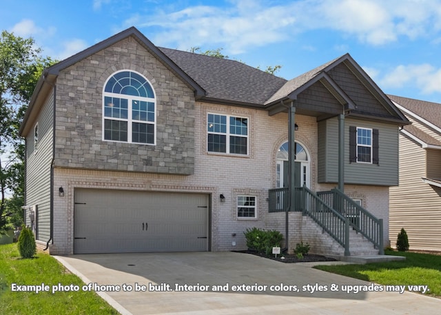 view of front of property with a garage