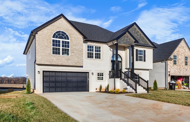 1397 Winterset Dr, Clarksville, TN 37040 - view of front of property featuring a garage, a front yard, concrete driveway, and brick siding
