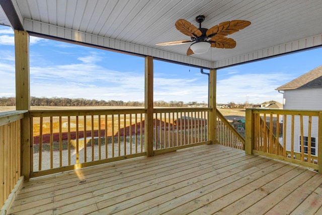 deck featuring a ceiling fan