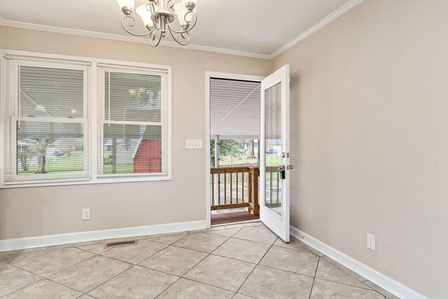 118 Van Buren St, Mcminnville, TN 37110 - entrance foyer with a chandelier, crown molding, plenty of natural light, and light tile patterned floors