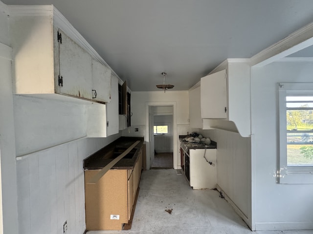 kitchen with white cabinets